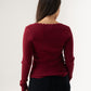 Kendra Scallop Trim Top In Bordeaux