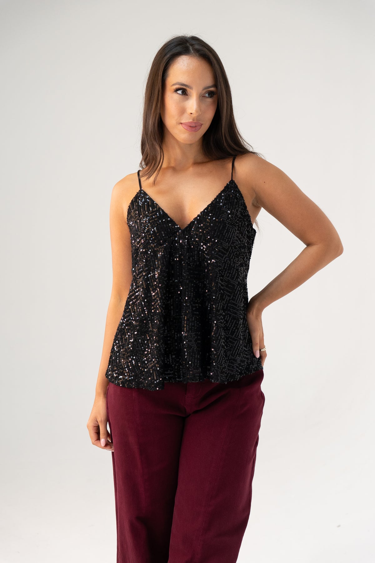 Kendra Sequin Cami In Black