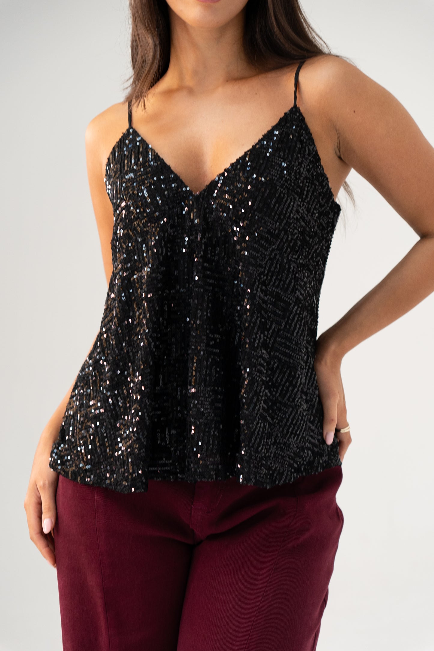Kendra Sequin Cami In Black