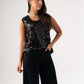 Kendra Sequin Vest Top In Black