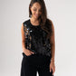 Kendra Sequin Vest Top In Black