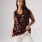 Kendra Sequin Vest Top In Coffee