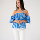 Kendra Stripe Bardot Top In Blue