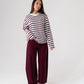 Kendra Long Sleeve Top In Bordeaux Stripe
