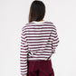 Kendra Long Sleeve Top In Bordeaux Stripe