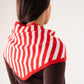 Kendra Stripe Neck Scarf In Red Mix