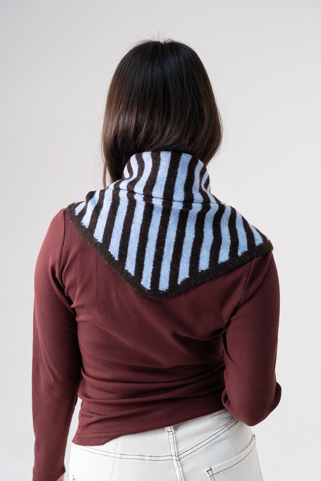 Kendra Stripe Neck Scarf In Blue Mix