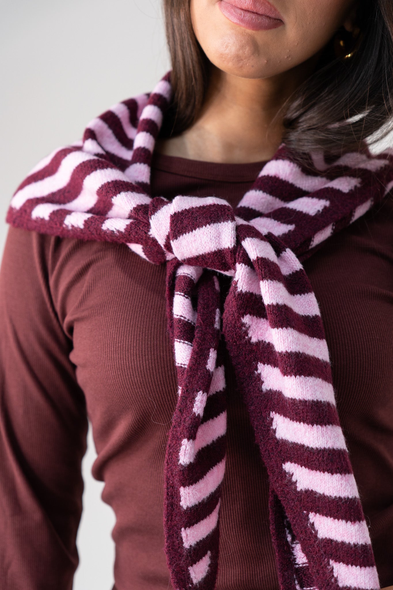 Kendra Stripe Neck Scarf In Pink Mix