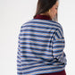 Kendra Stripe Rugby Top In Blue Mix