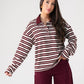 Kendra Stripe Rugby Top In Bordeaux Mix