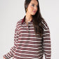 Kendra Stripe Rugby Top In Bordeaux Mix