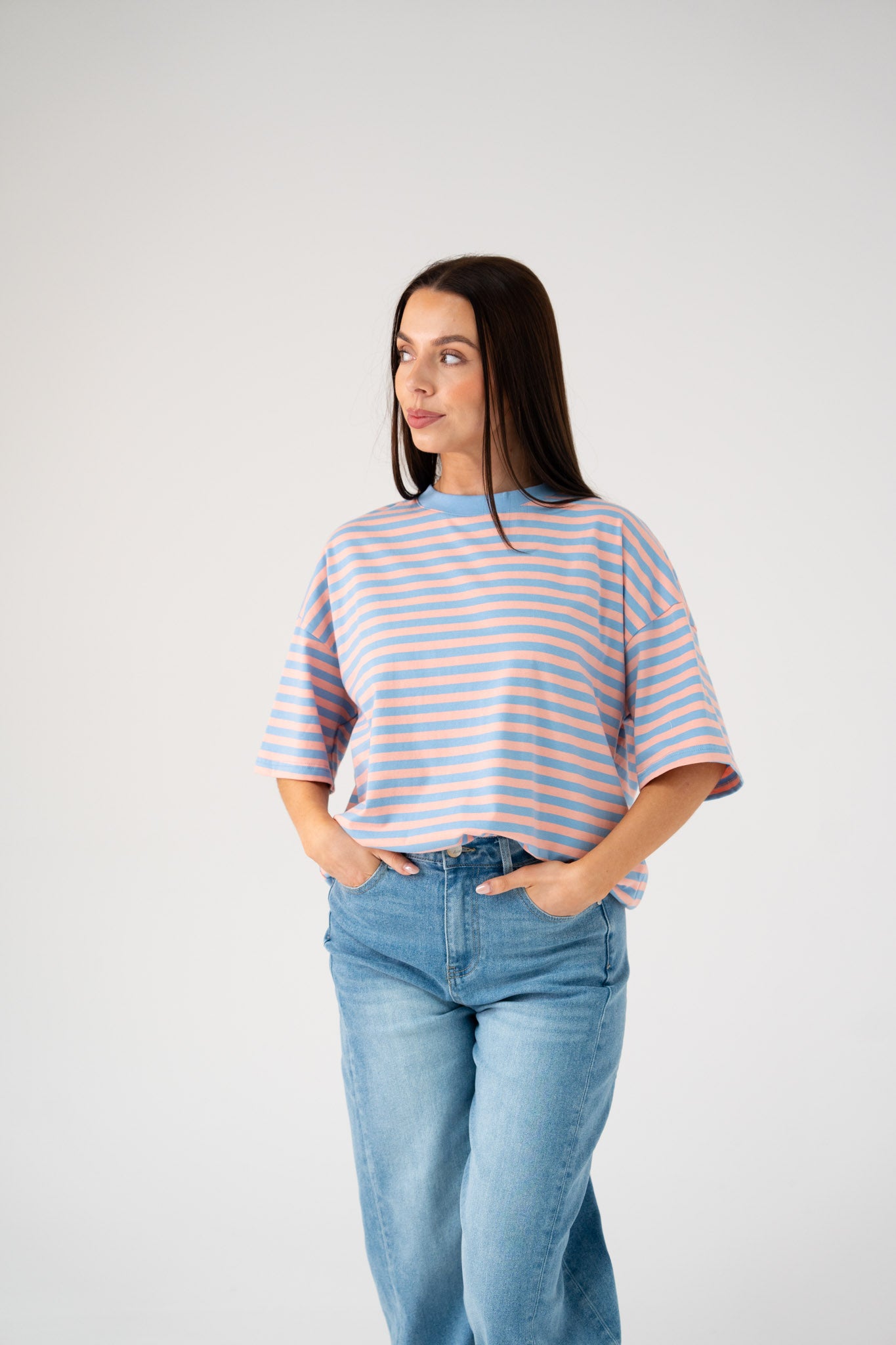 Kendra Stripe T-Shirt In Pink & Blue