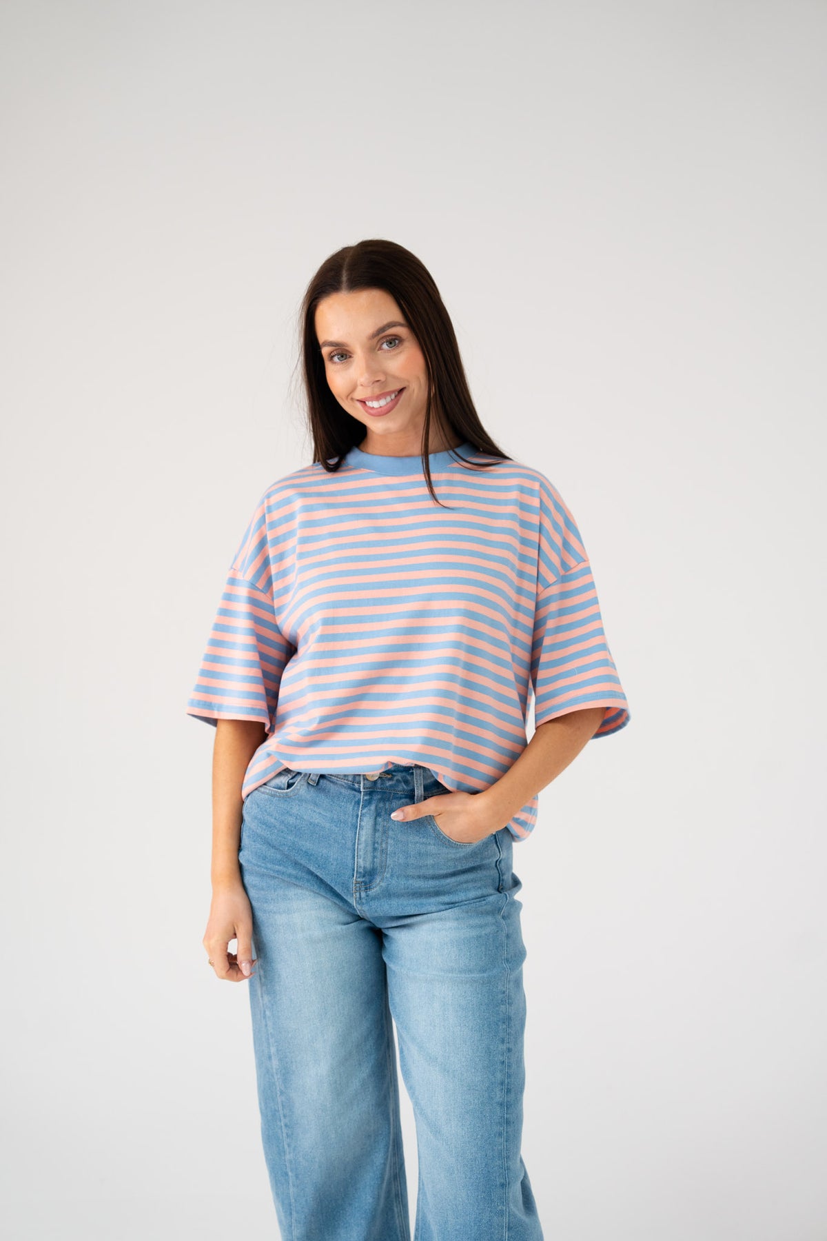 Kendra Stripe T-Shirt In Pink & Blue