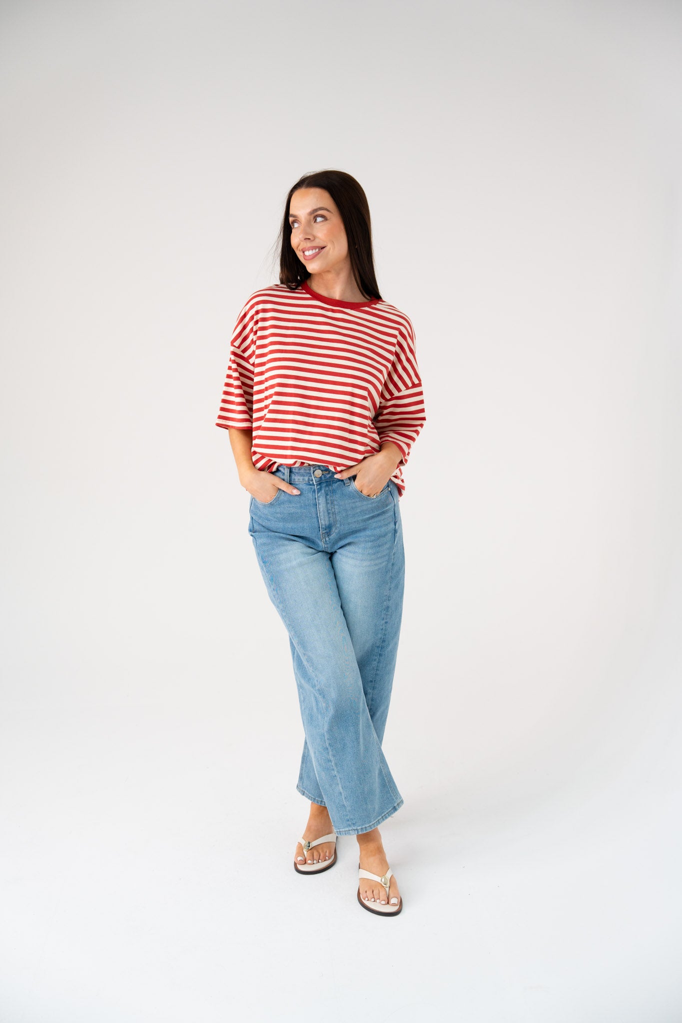 Kendra Stripe T-Shirt In Red & Cream