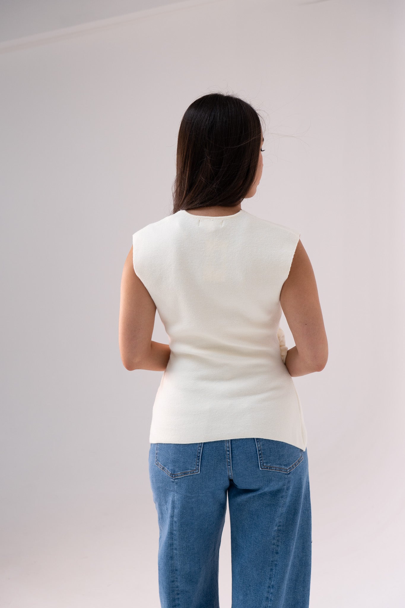 Kendra Wrap Style Waistcoat In Cream