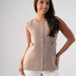 Kendra Button Detail Sleeveless Top In Taupe