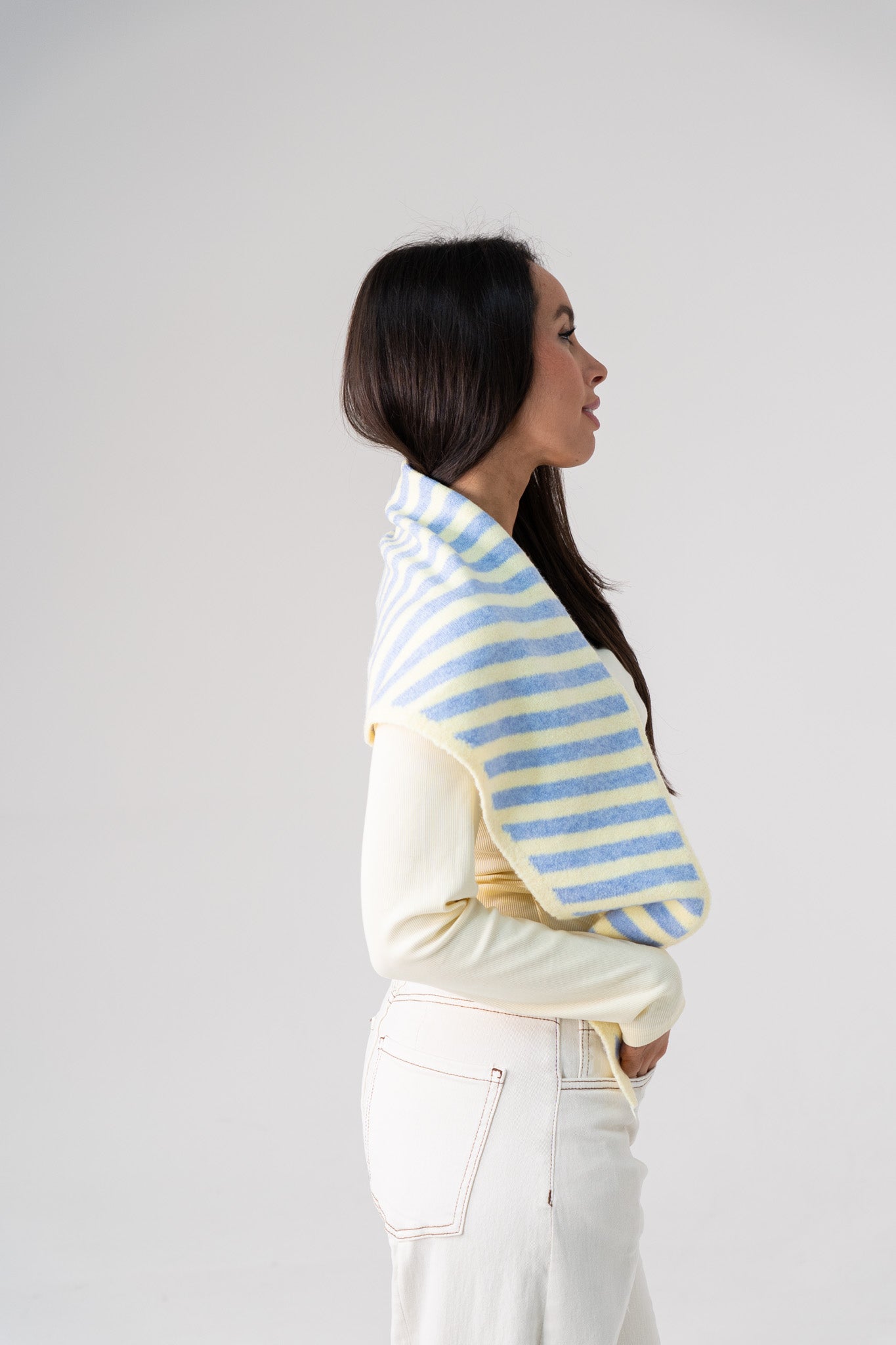 Kendra Stripe Neck Scarf In Lemon Mix