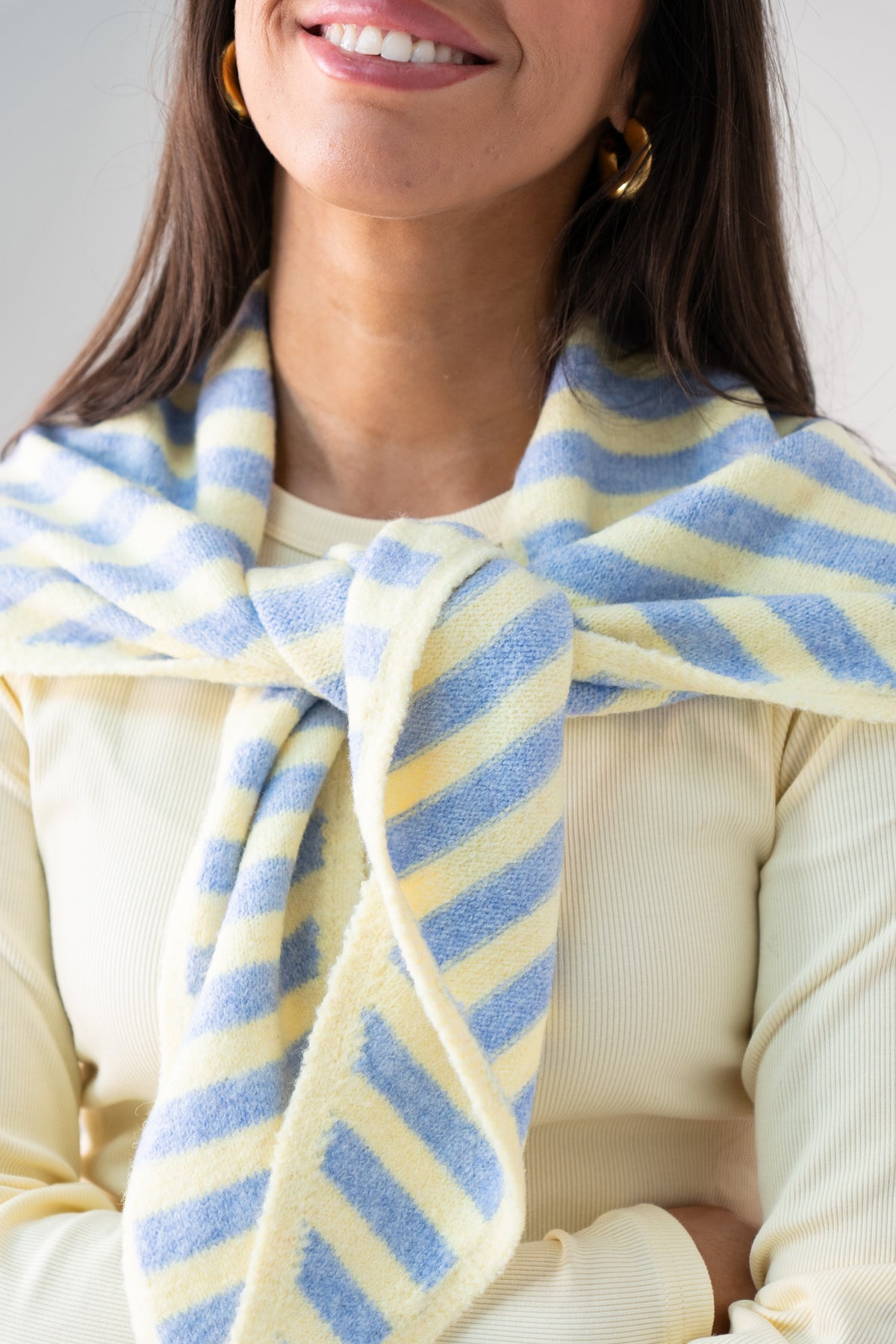Kendra Stripe Neck Scarf In Lemon Mix