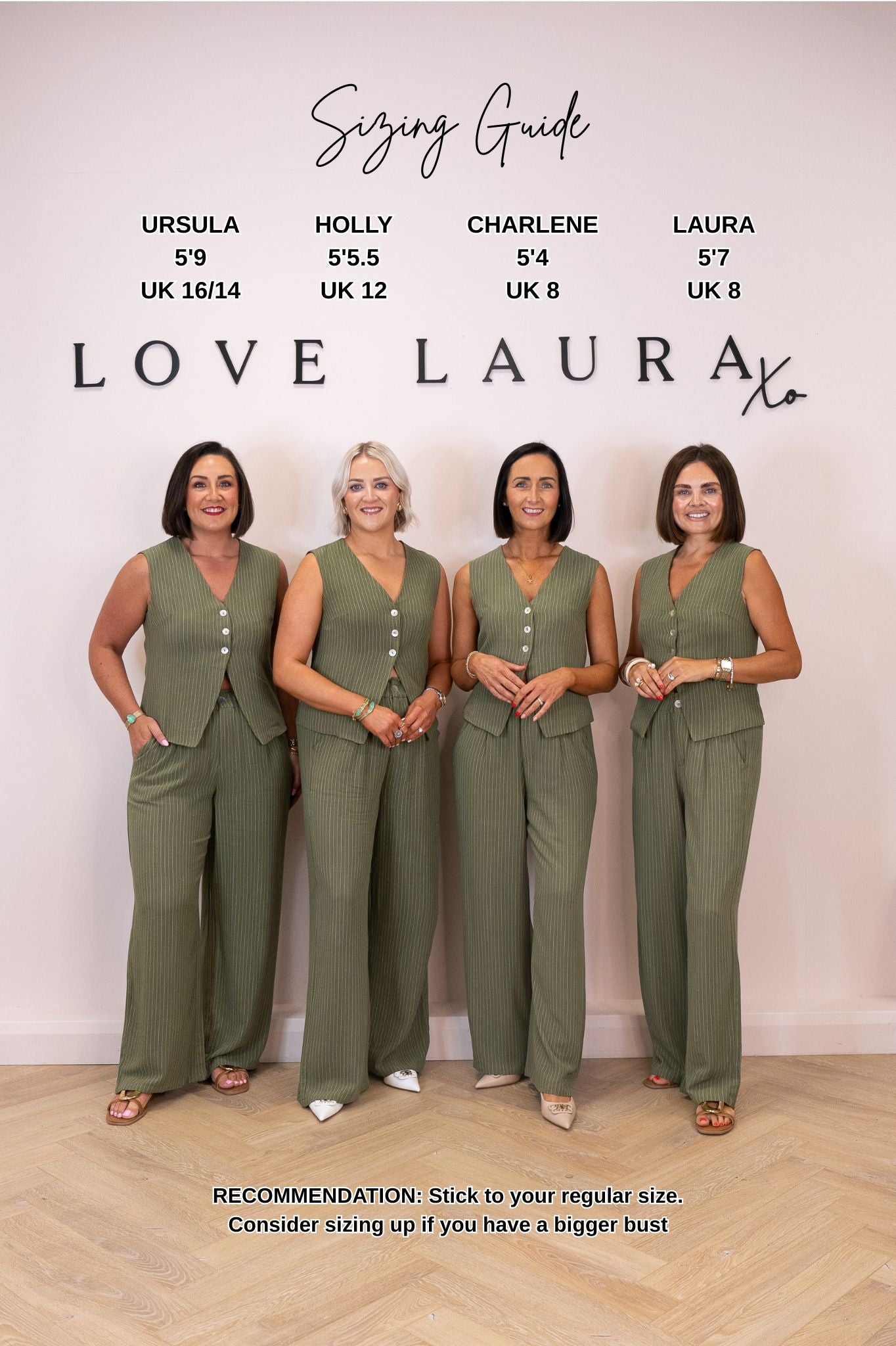 Love Laura Pinstripe Trousers In Khaki