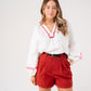 Kiera Belted Shorts In Red