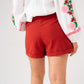 Kiera Belted Shorts In Red