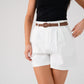 Kiera Belted Shorts In White