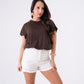 Kiera Bubble Hem T-Shirt In Chocolate