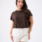 Kiera Bubble Hem T-Shirt In Chocolate