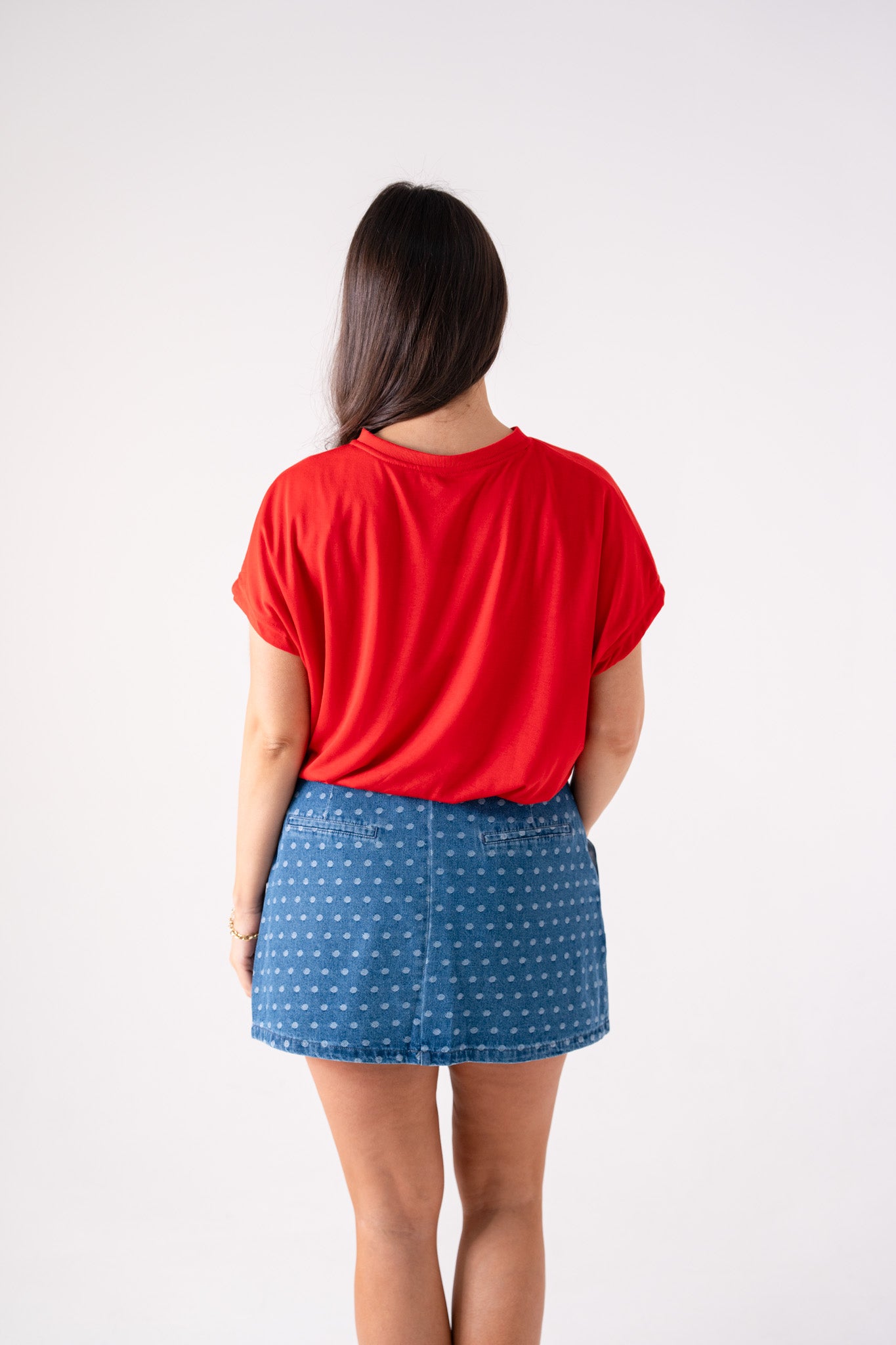 Kiera Bubble Hem T-Shirt In Red