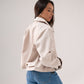 Kiera Contrast Cuff Jacket In Neutral