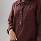 Kiera Denim Shirt Dress In Bordeaux