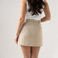Kiera Faux Suede Skirt In Beige