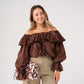 Kiera Frill Bardot Top In Chocolate