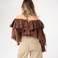 Kiera Frill Bardot Top In Chocolate