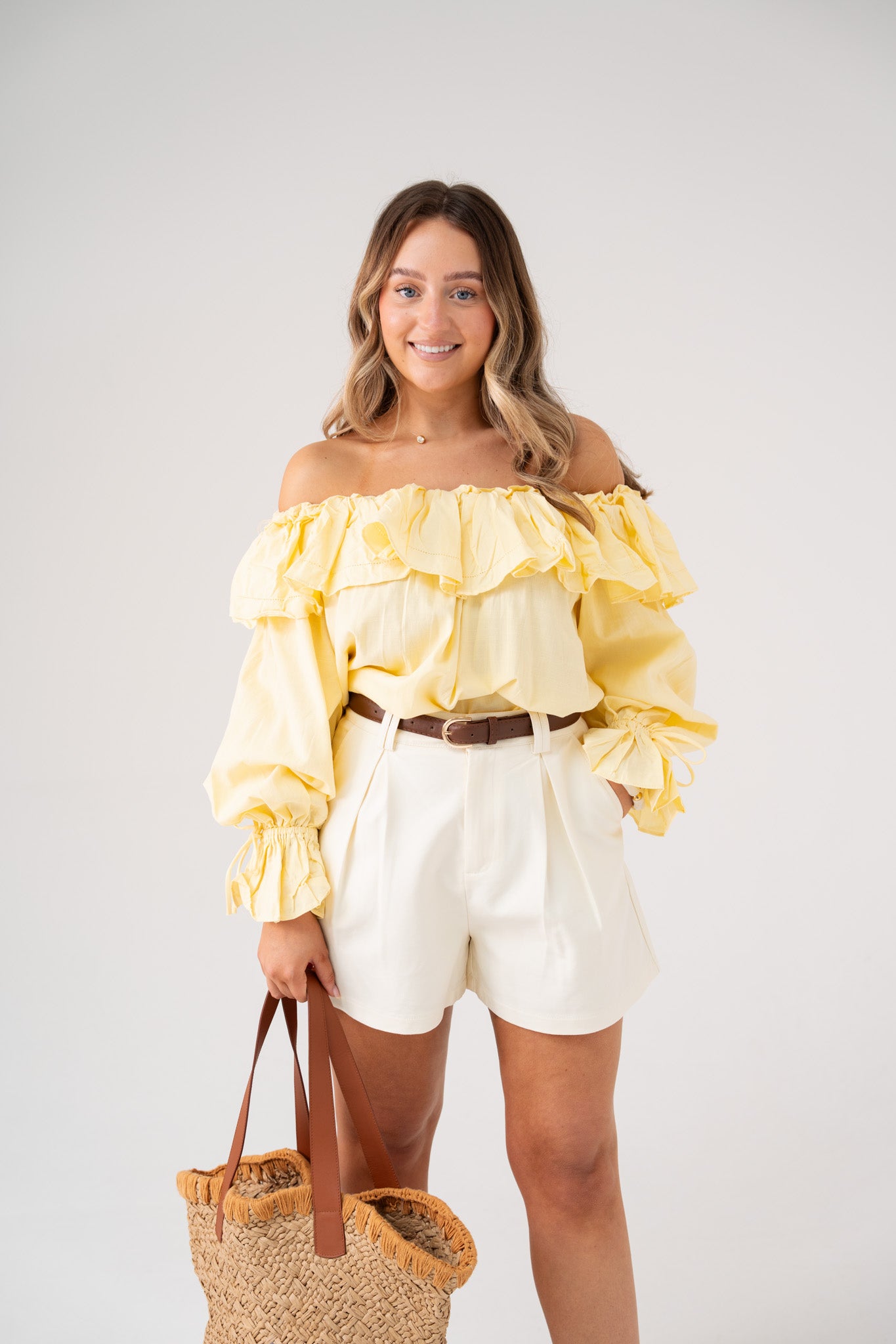 Kiera Frill Bardot Top In Yellow