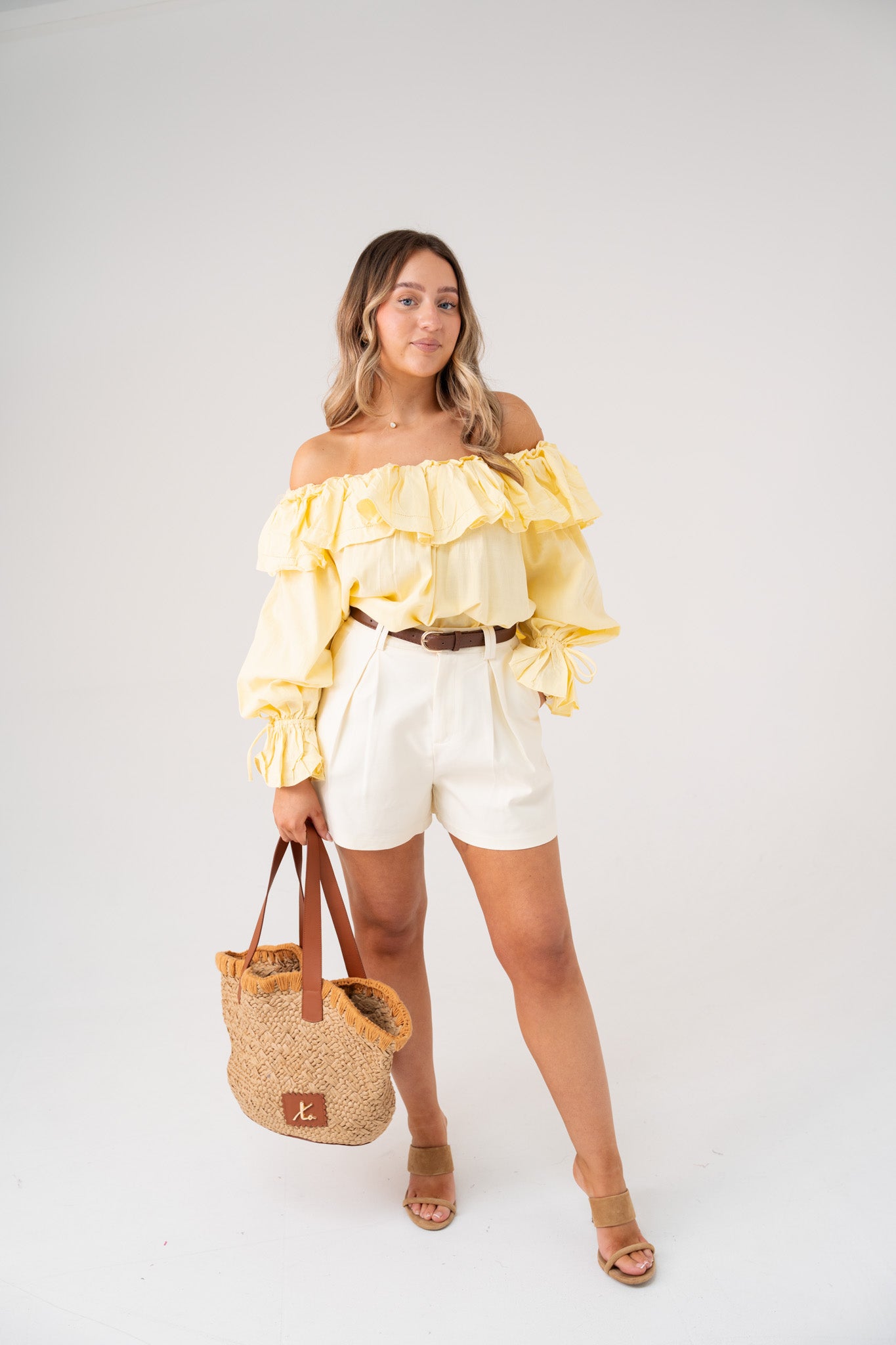 Kiera Frill Bardot Top In Yellow