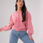 Kiera Half Button Sweatshirt In Pink