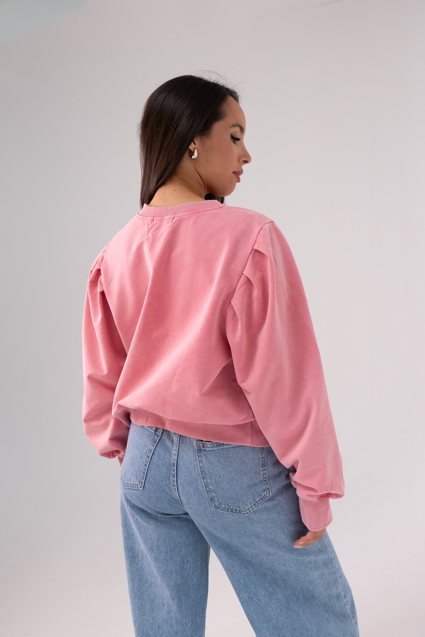 Kiera Half Button Sweatshirt In Pink