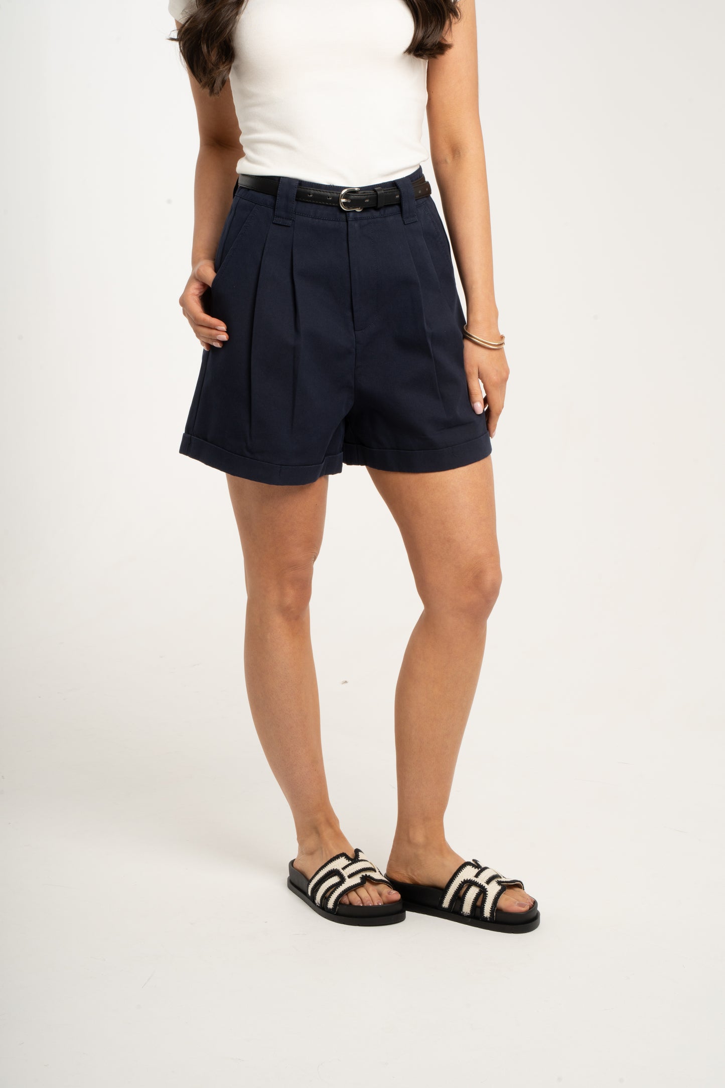 Kiera High Waist Shorts In Navy