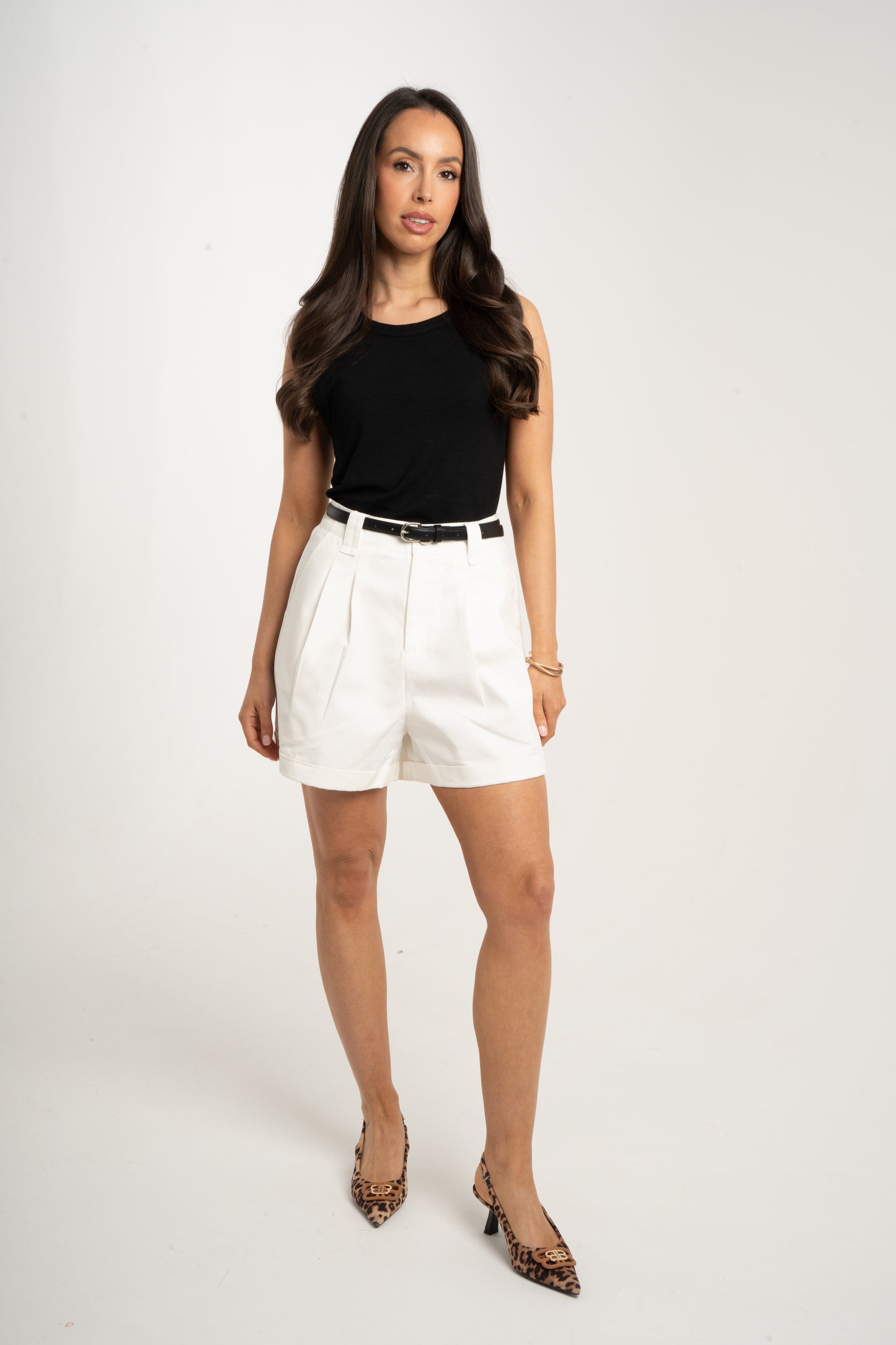 Kiera High Waist Shorts In White