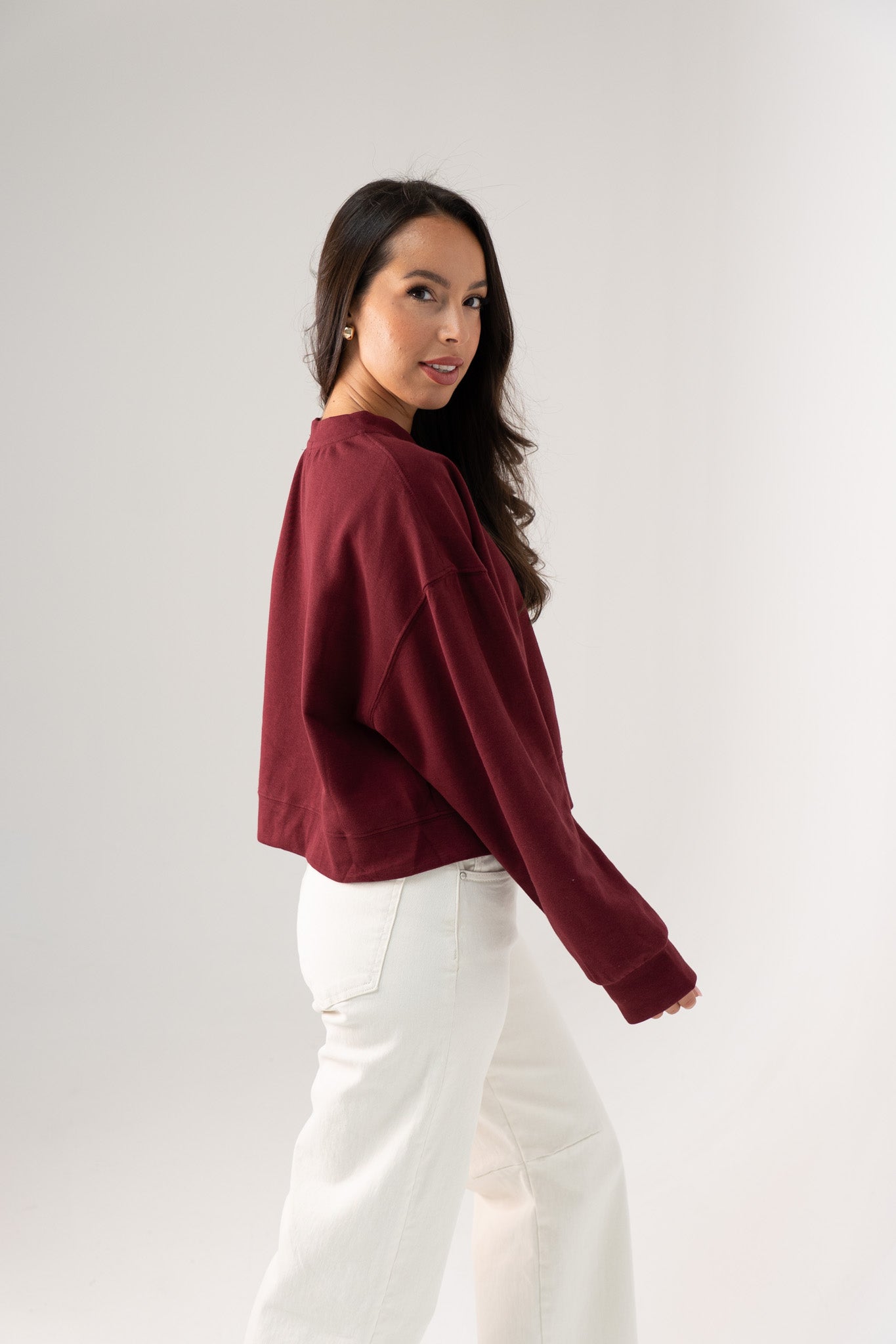 Kiera Jersey Cardigan In Bordeaux