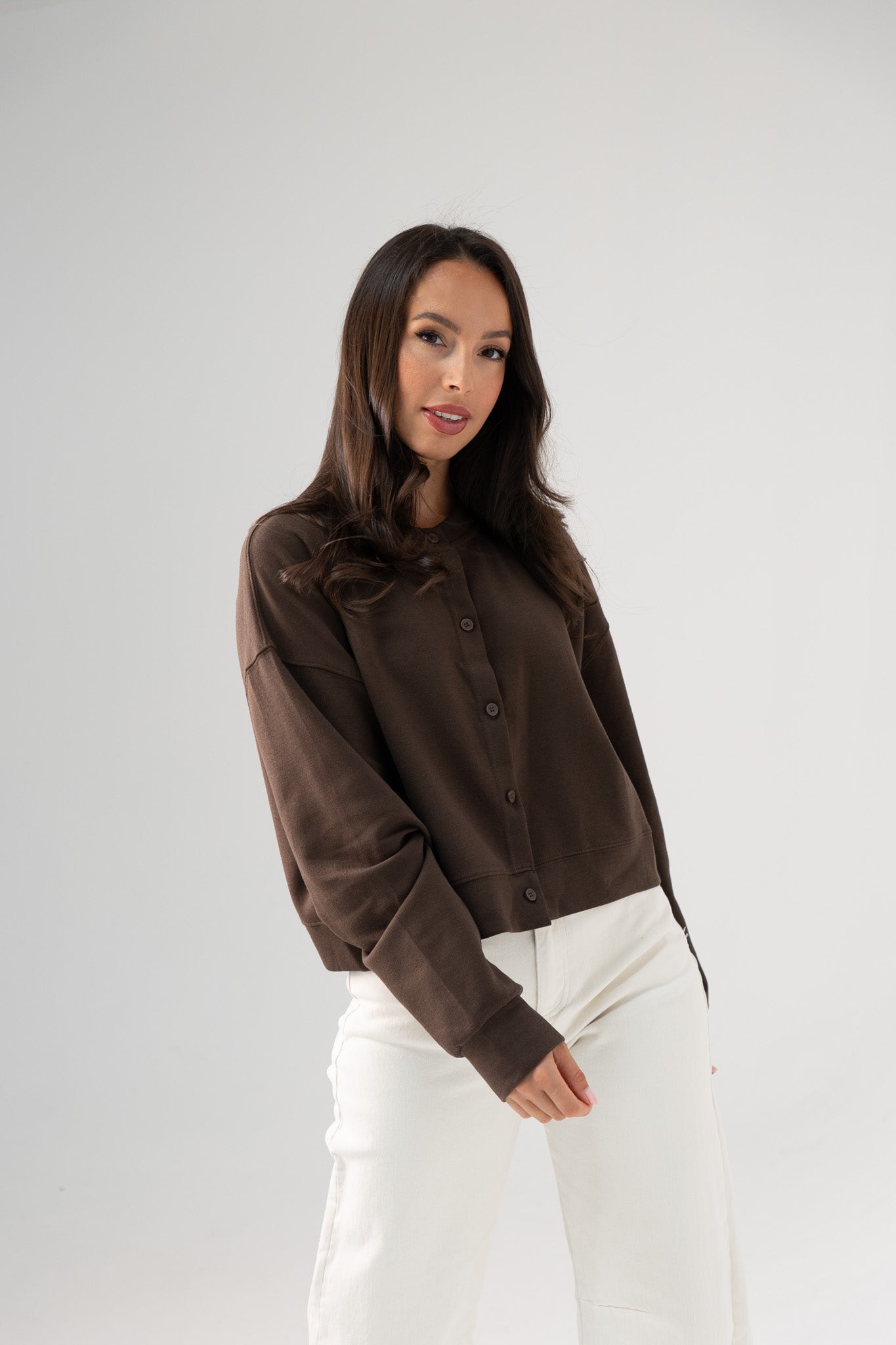 Kiera Jersey Cardigan In Chocolate