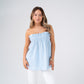 Kiera Linen Mix Bandeau Top In Blue