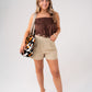Kiera Linen Mix Bandeau Top In Chocolate