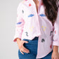 Kiera Multi Embroidered Shirt In Pink
