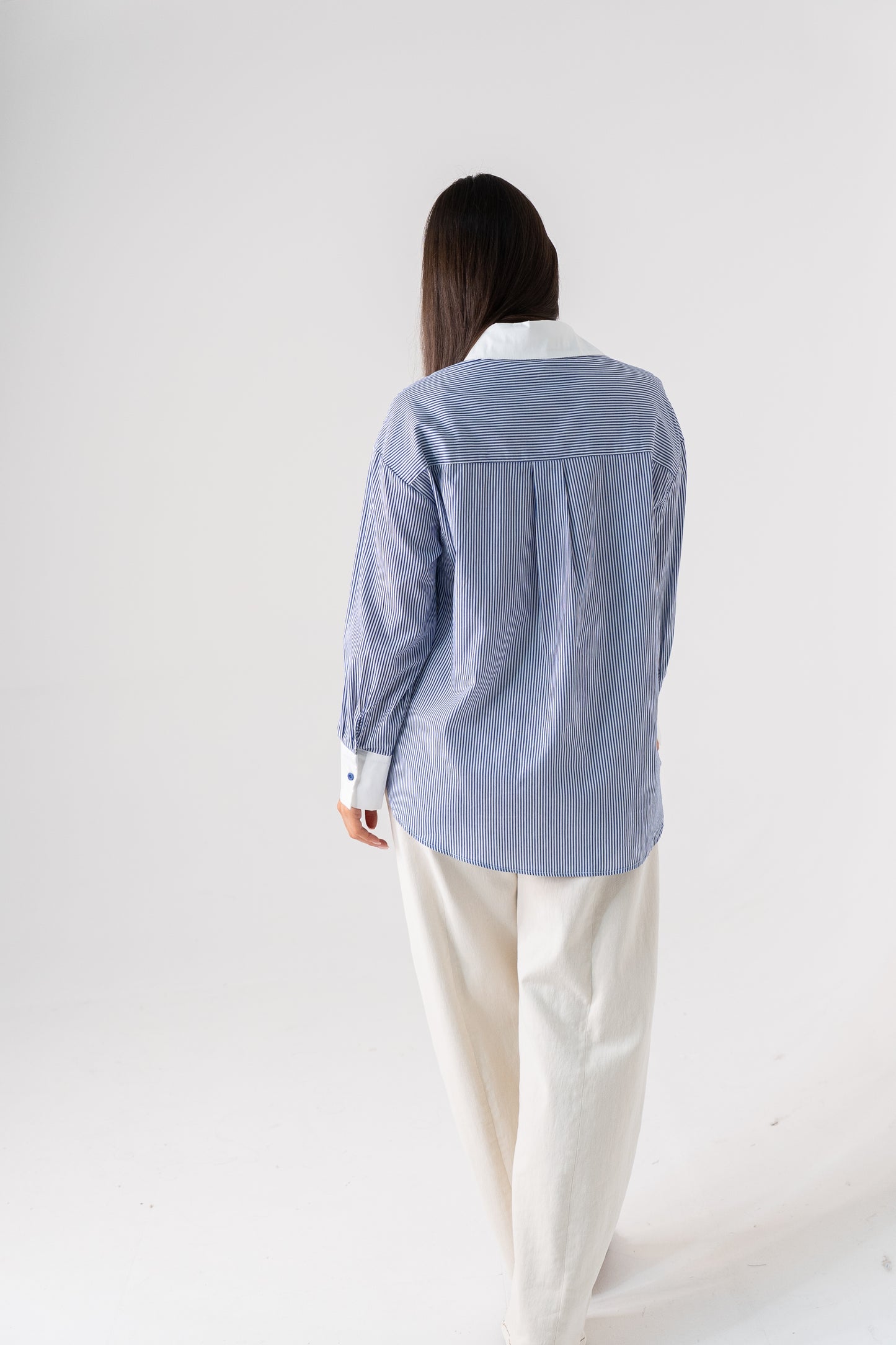 Kiera Pinstripe Shirt In Navy