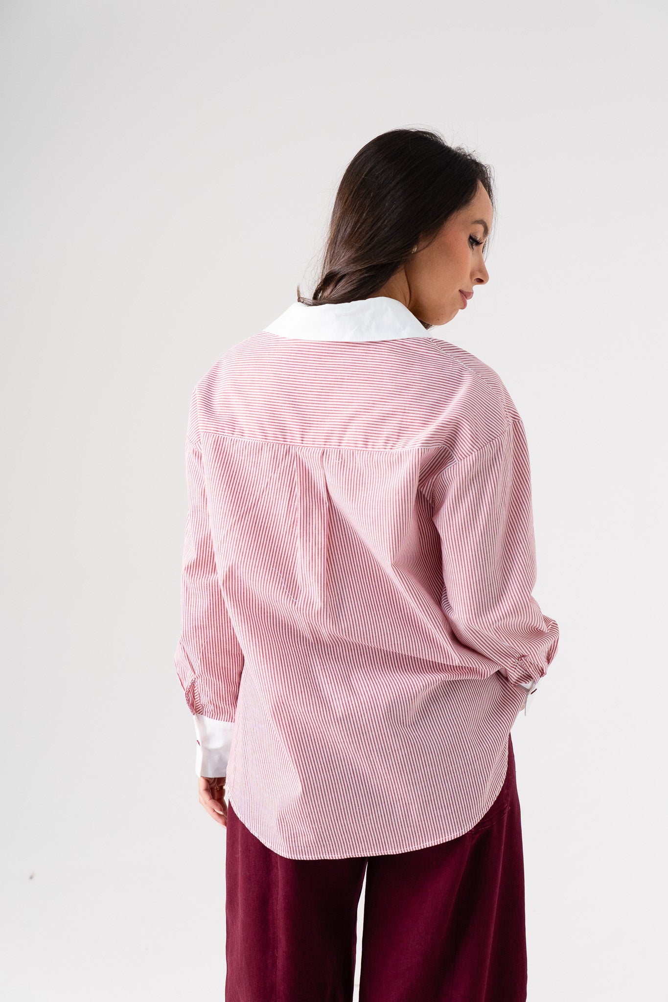 Kiera Pinstripe Shirt In Red