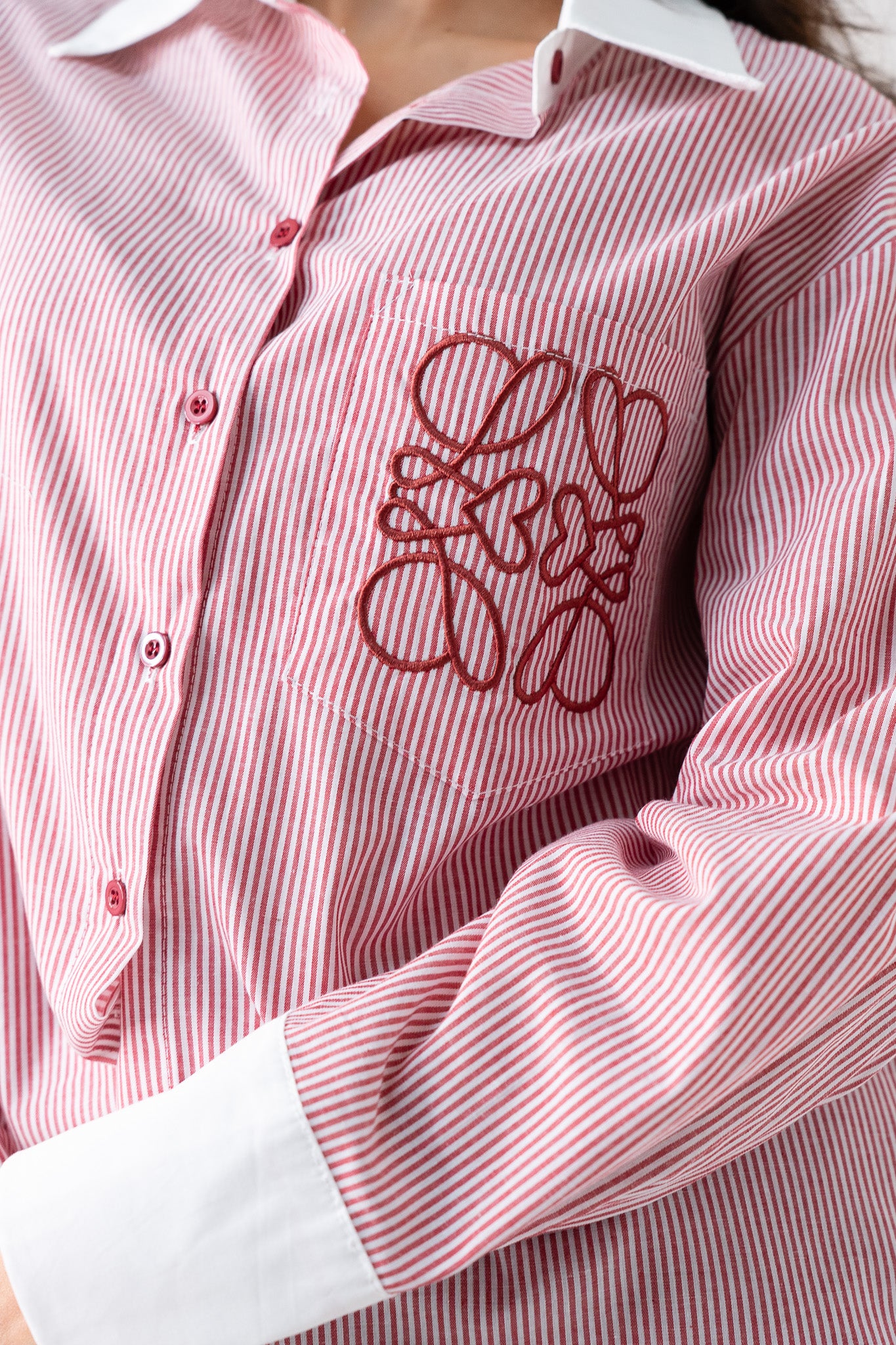 Kiera Pinstripe Shirt In Red