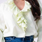 Kiera Ruffle Front Blouse In Green