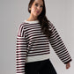 Kiera Stripe Jumper In Burgundy